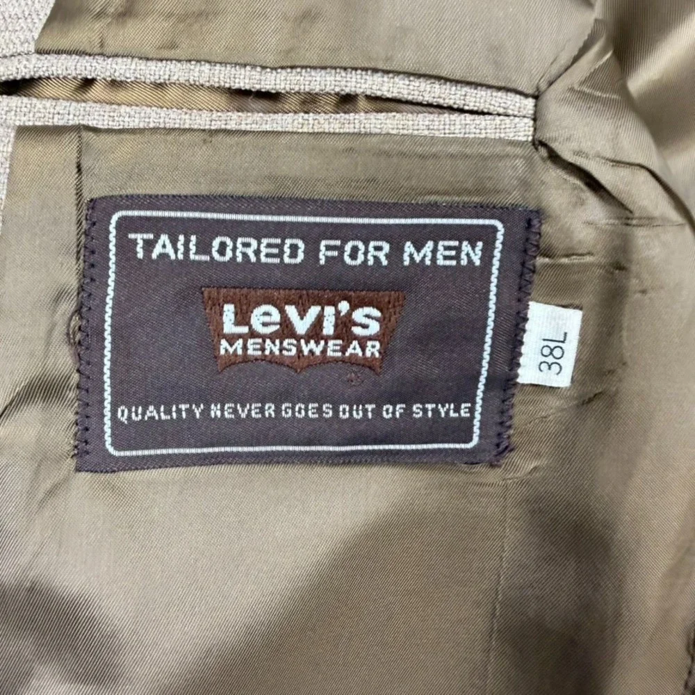 VTG Levis Mens Blazer 38L Tan Action‎ Suit Sta Prest Sport Coat